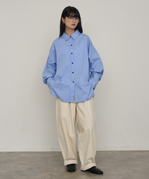 NOGLE ブラウス シャツ 「NOGLE/ノグル」オーバーストライプシャツ