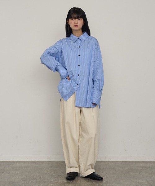 NOGLE ブラウス シャツ 「NOGLE/ノグル」オーバーストライプシャツ
