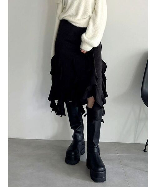 dazzlin（ダズリン） スカート フリルスリットサテンスカート