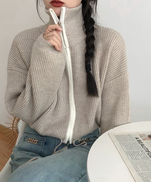 「DIAVEL」 ニットカーディガン M グレー レディース_画像9