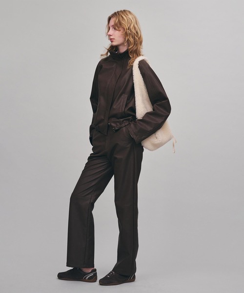 AKTE（アクテ） ブルゾン アウター フェイクレザージップアップ