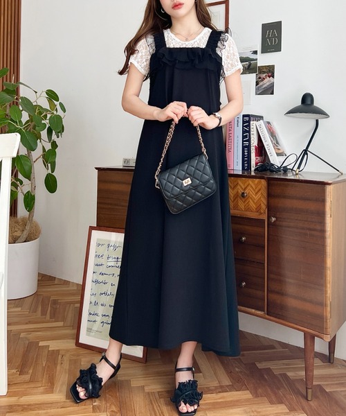 「moment+」 サロペットスカート L グレイッシュベージュ レディース_画像8