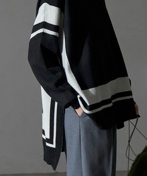 each alchemist ニット セーター ライン入りタートルニットプル