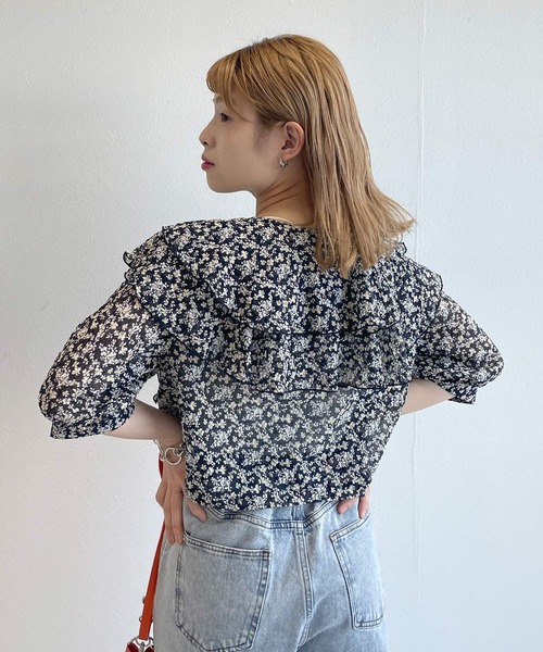 「w closet」 半袖ブラウス FREE ダークネイビー レディース_画像2
