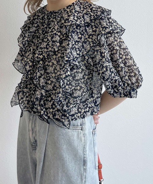 「w closet」 半袖ブラウス FREE ダークネイビー レディース_画像3