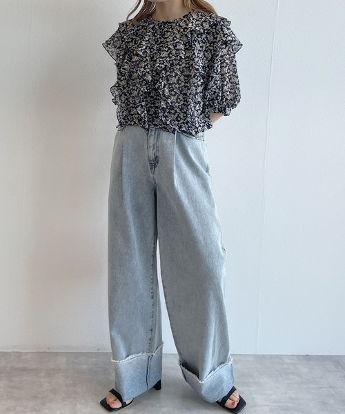 「w closet」 半袖ブラウス FREE ダークネイビー レディース_画像4