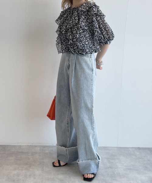「w closet」 半袖ブラウス FREE ダークネイビー レディース_画像8
