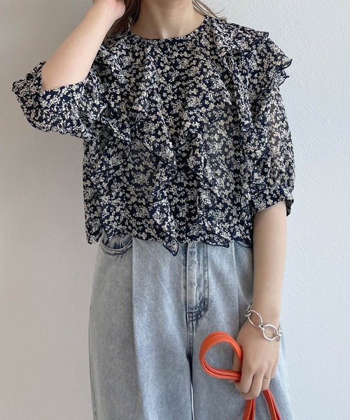 「w closet」 半袖ブラウス FREE ダークネイビー レディース_画像9