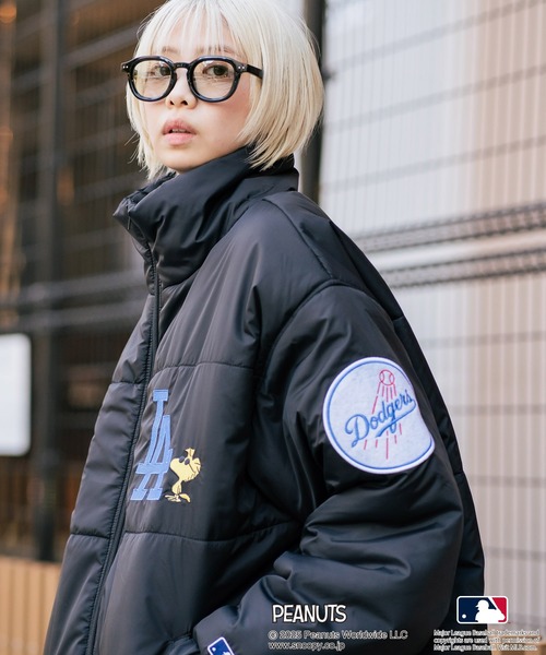 MLB ブルゾン アウター 「PEANUTS×MLB」オリジナルデザイン ナイロン