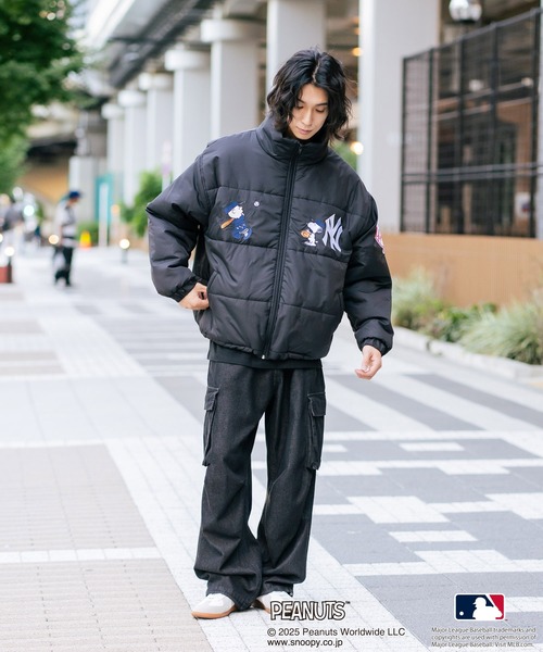 ネ*ル様 90s PHAT FARM 中綿ジャケット bboy ストリート　激レ MLB ブルゾン アウター 「PEANUTS×MLB」オリジナルデザイン ナイロン