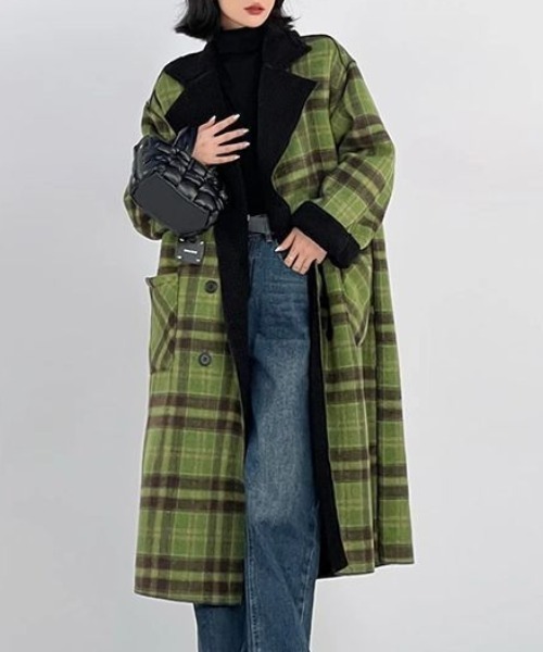 コート チェスターコート リバーシブルチェック柄メルトンコート