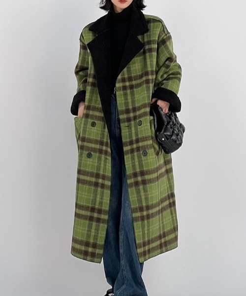 コート チェスターコート リバーシブルチェック柄メルトンコート