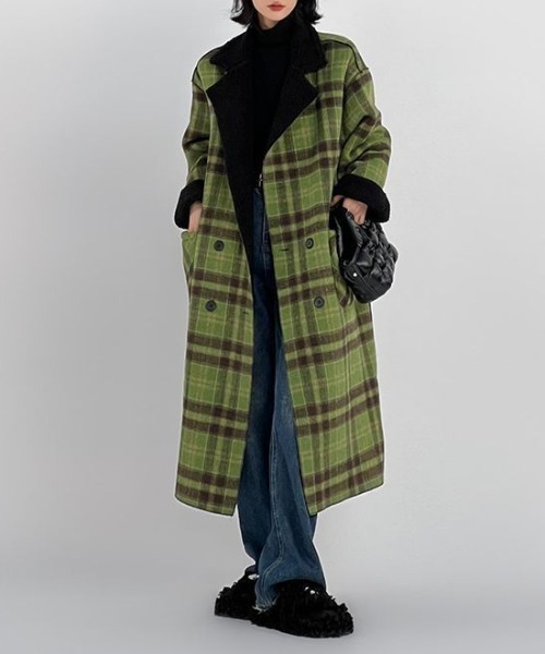 コート チェスターコート リバーシブルチェック柄メルトンコート