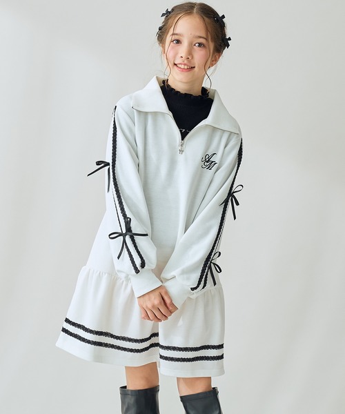 Amourire girl（アムリールガール） ワンピース ハーフZIP リボン