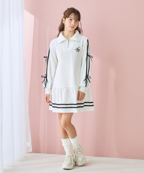 Amourire girl（アムリールガール） ワンピース ハーフZIP リボン