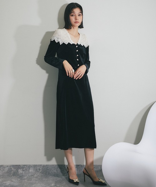 「SMILE ORCHID」 長袖ワンピース L ブラック レディース_画像5