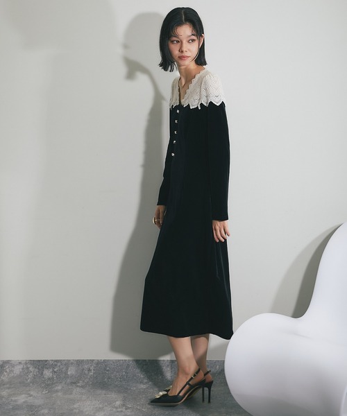 「SMILE ORCHID」 長袖ワンピース L ブラック レディース_画像7