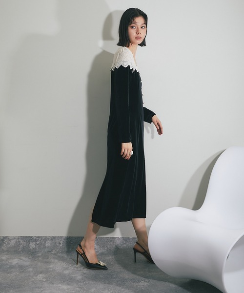 「SMILE ORCHID」 長袖ワンピース L ブラック レディース_画像9