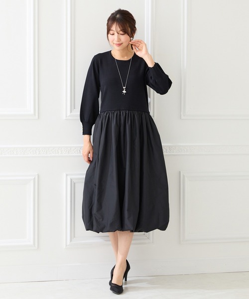 Rose Tiara　ローズティアラ　ホールガーメントニットワンピース　黒　46 Rose Tiara（ローズティアラ） ワンピース ニットドッキングワンピース