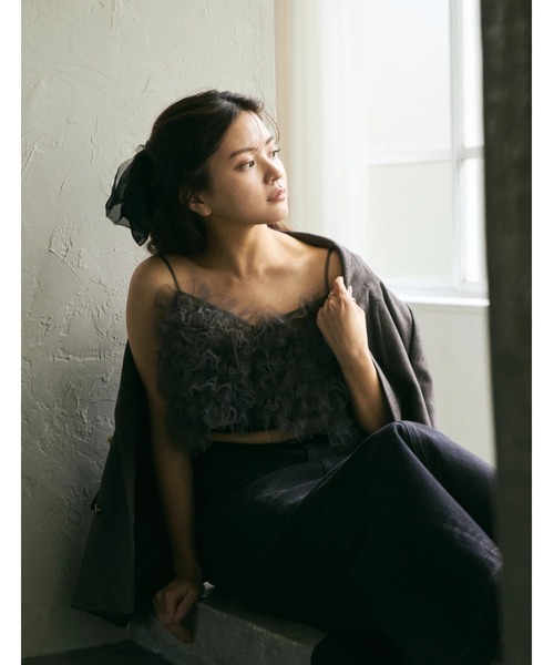 キャミソール 「ela.」tulle bustier/フロントホック仕様 フリル