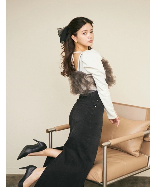 キャミソール 「ela.」tulle bustier/フロントホック仕様 フリル