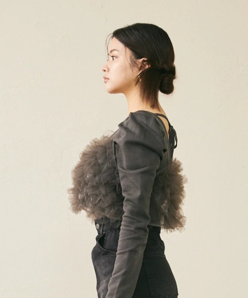 キャミソール 「ela.」tulle bustier/フロントホック仕様 フリル