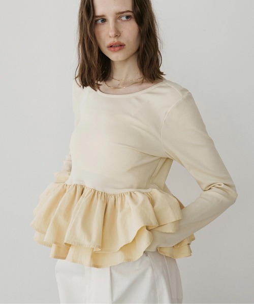 LOSCa tシャツ ドッキングペプラムトップス レディース : ZOZOTOWN