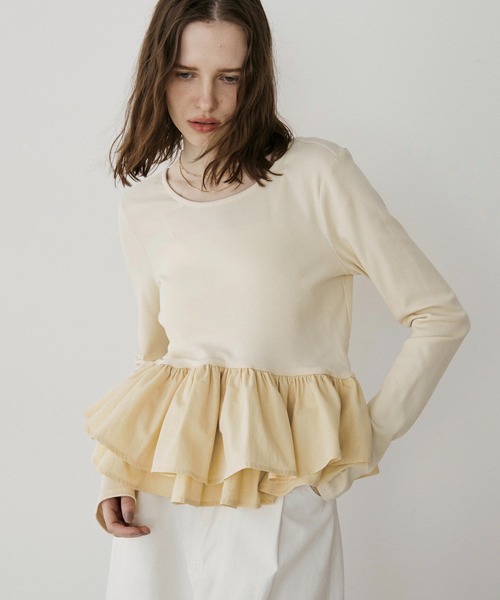 LOSCa tシャツ ドッキングペプラムトップス レディース : ZOZOTOWN