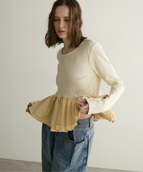 LOSCa tシャツ ドッキングペプラムトップス レディース : ZOZOTOWN