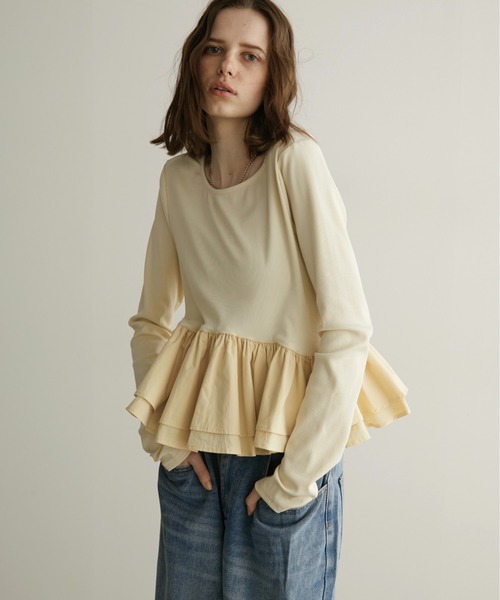 LOSCa tシャツ ドッキングペプラムトップス レディース : ZOZOTOWN
