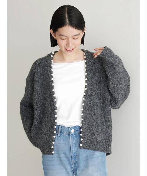 「AMERICAN HOLIC」 ニットカーディガン L 杢グレー レディース_画像2