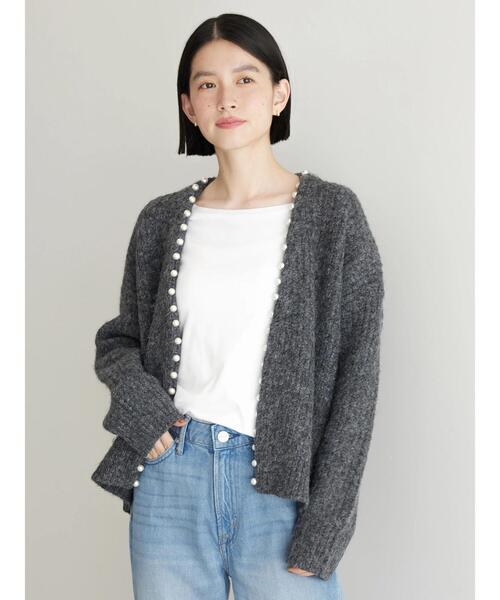 「AMERICAN HOLIC」 ニットカーディガン L 杢グレー レディース_画像3