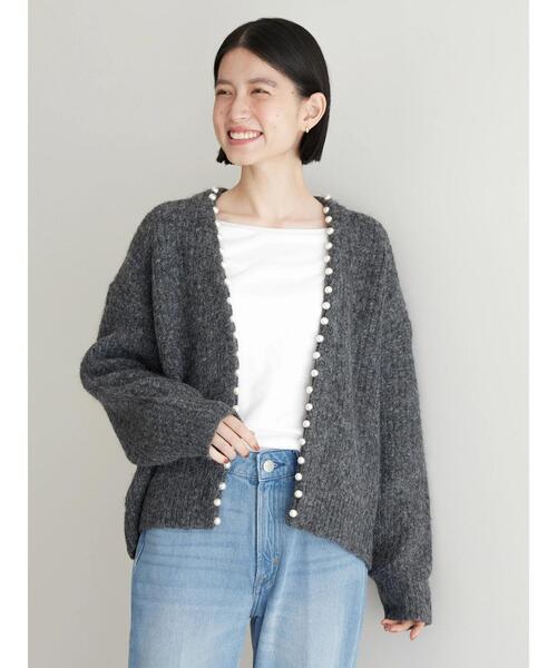 「AMERICAN HOLIC」 ニットカーディガン L 杢グレー レディース_画像4