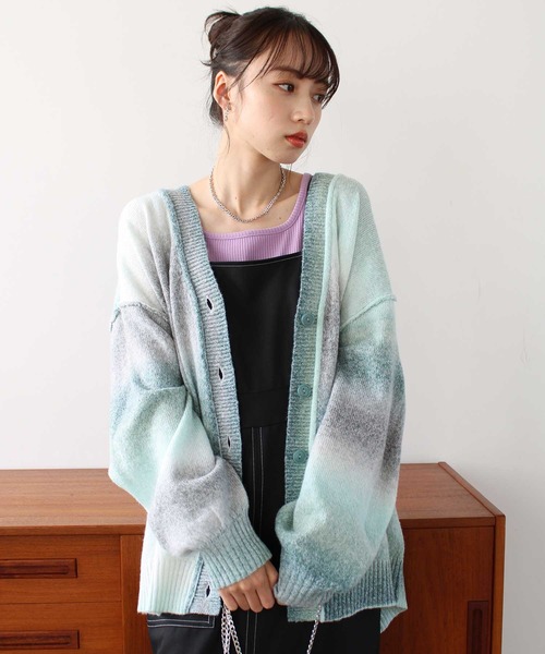 「GeeRA」 ニットカーディガン SMALL パープル レディース_画像4
