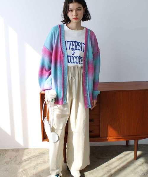 「GeeRA」 ニットカーディガン SMALL パープル レディース_画像6