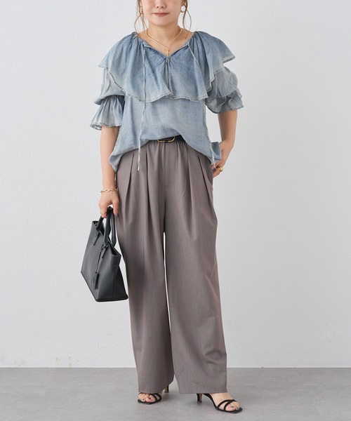 pual ce cin スラックス パンツ ストレッチ 2タック ウエスト