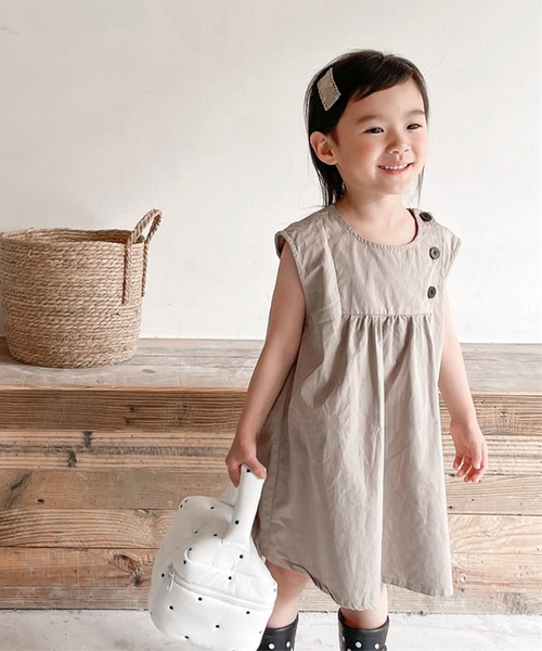 「aimoha」 「KIDS」ノースリーブワンピース 90 ライトベージュ キッズ_画像3