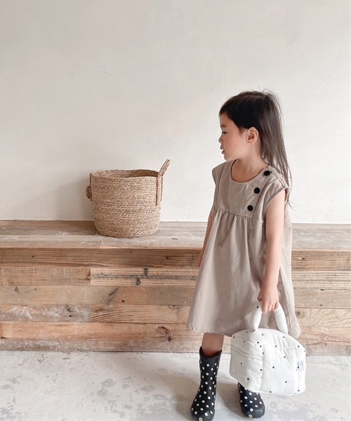 「aimoha」 「KIDS」ノースリーブワンピース 90 ライトベージュ キッズ_画像6