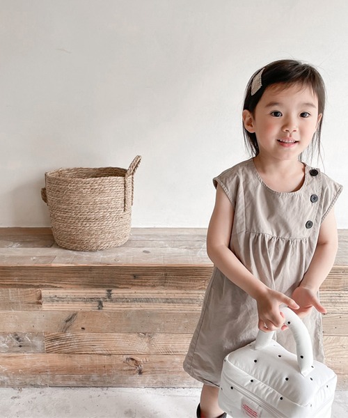 「aimoha」 「KIDS」ノースリーブワンピース 90 ライトベージュ キッズ_画像7