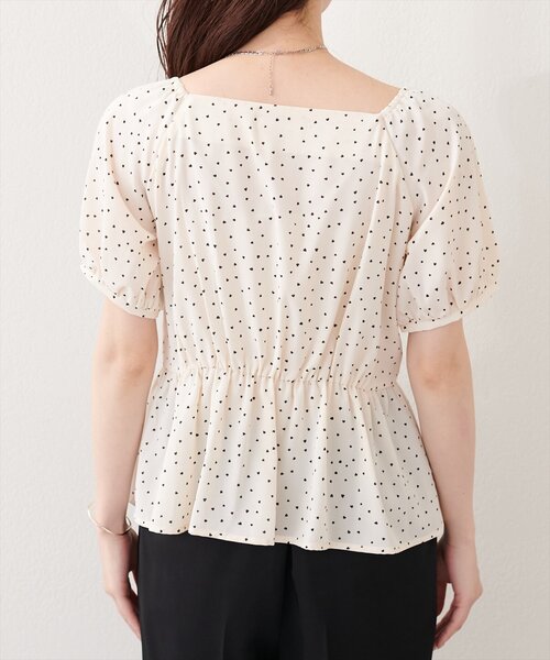 natural couture ブラウス シャツ 半袖 アシメデザインパフスリーブ 