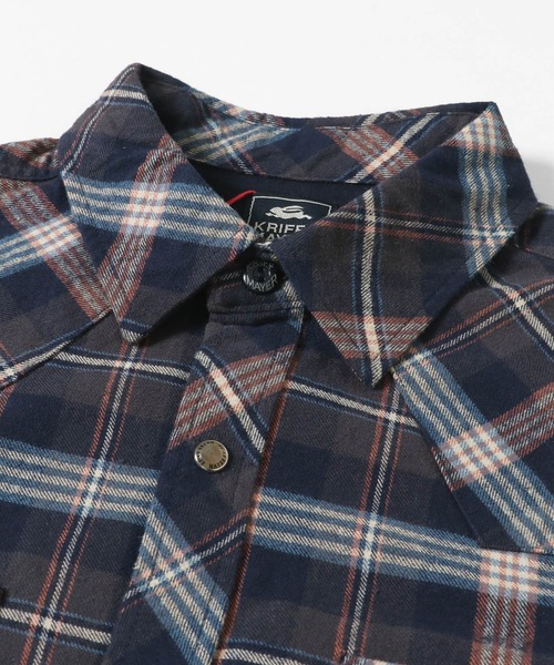 「KRIFF MAYER」 長袖シャツ LARGE ネイビー メンズ_画像4