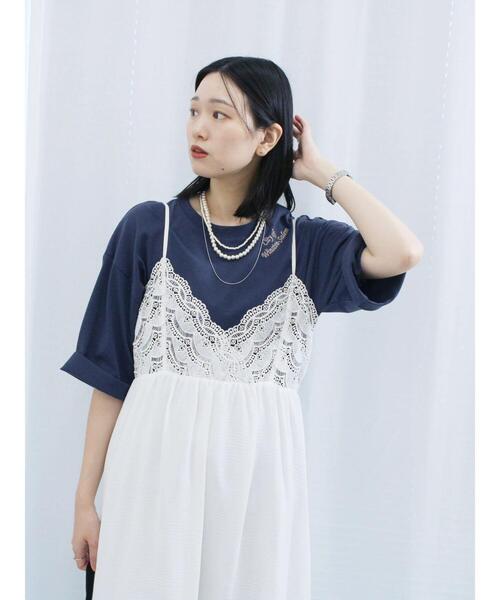 「Samansa Mos2 blue」 キャミソールワンピース F オフホワイト レディース_画像5