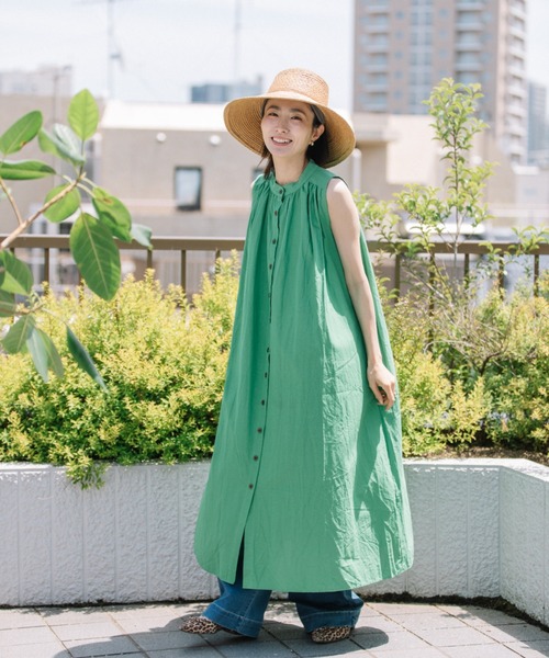 シャツワンピース リネン混・ノースリシャツワンピース : ZOZOTOWN