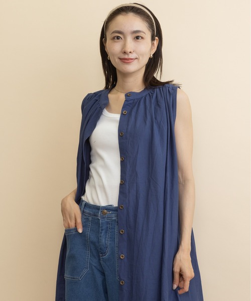 シャツワンピース リネン混・ノースリシャツワンピース : ZOZOTOWN