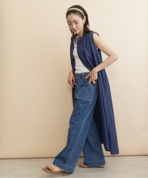 シャツワンピース リネン混・ノースリシャツワンピース : ZOZOTOWN