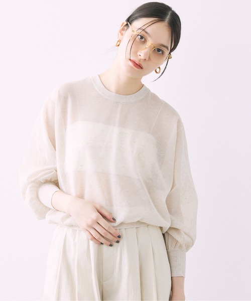 「BABYLONE」 7分袖ニット フリー レッド レディース_画像6