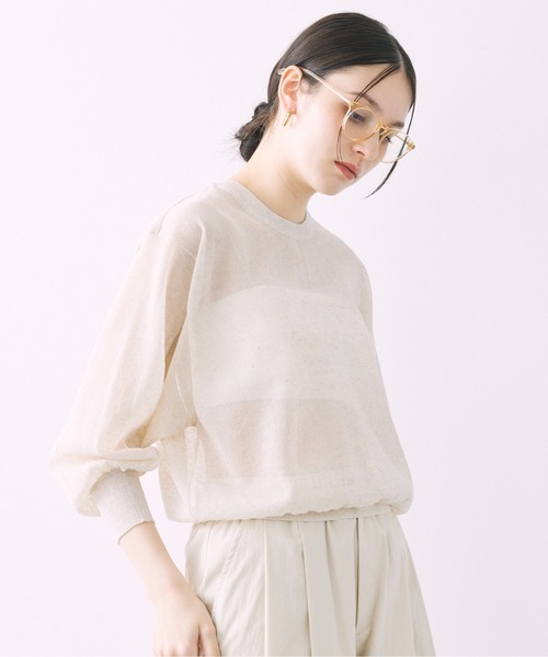 「BABYLONE」 7分袖ニット フリー レッド レディース_画像7