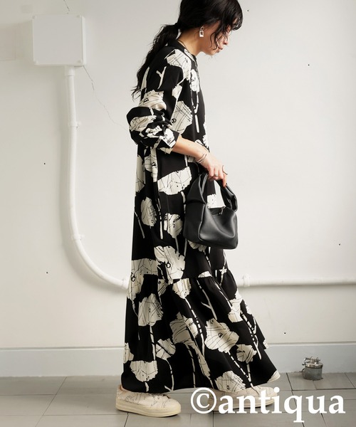 「antiqua」 長袖ワンピース ONESIZE ブラック レディース_画像7