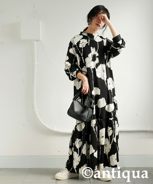 「antiqua」 長袖ワンピース ONESIZE ブラック レディース_画像8