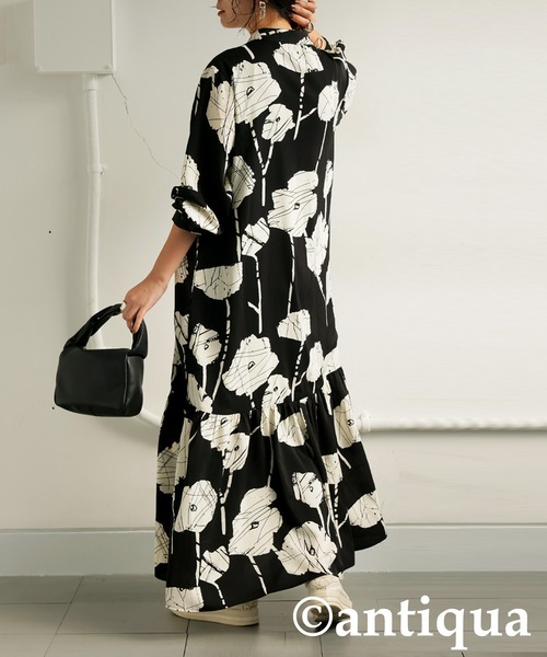 「antiqua」 長袖ワンピース ONESIZE ブラック レディース_画像9
